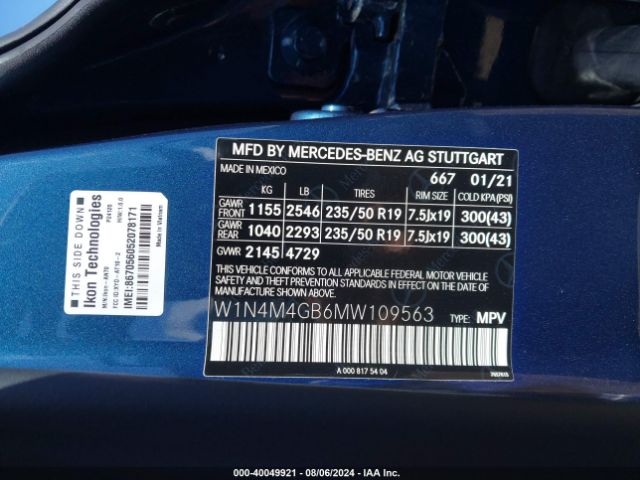 W1N4M4GB6MW109563 Mercedes-Benz GLB 250