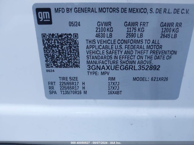 Chevrolet Equinox Awd Lt 2024 3GNAXUEG6RL352892 Image 9