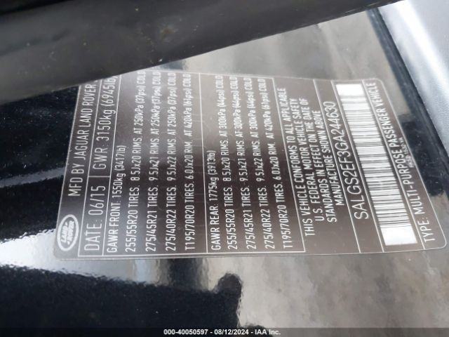SALGS2EF3GA244630 Land Rover Range Rover 5.0l V8 Supercharged