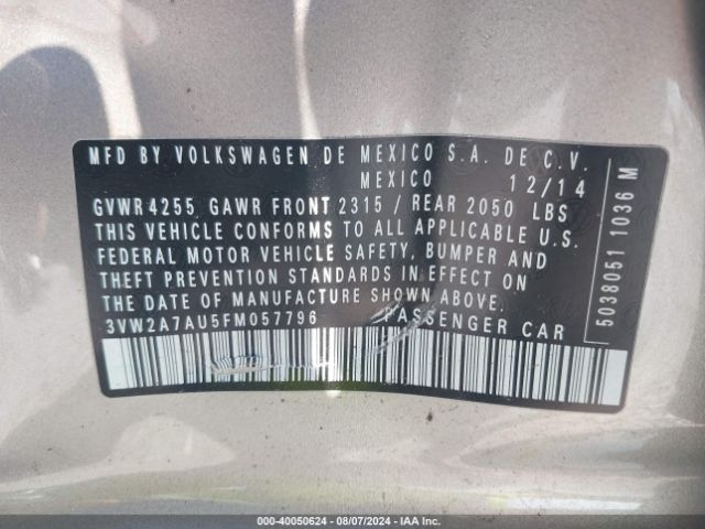 3VW2A7AU5FM057796 Volkswagen Golf Tdi S 4-door