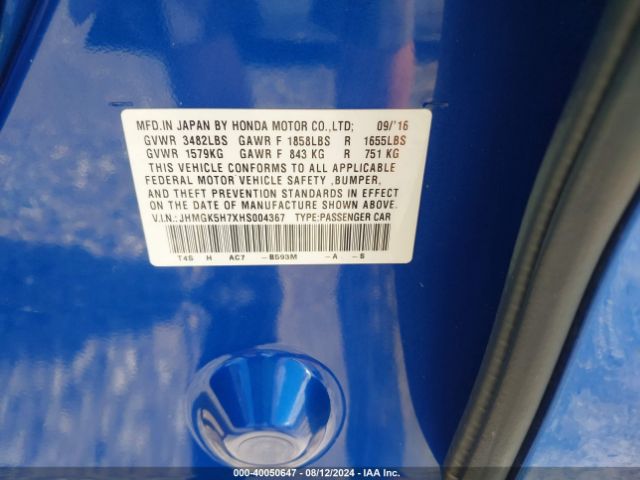 JHMGK5H7XHS004367 Honda FIT EX