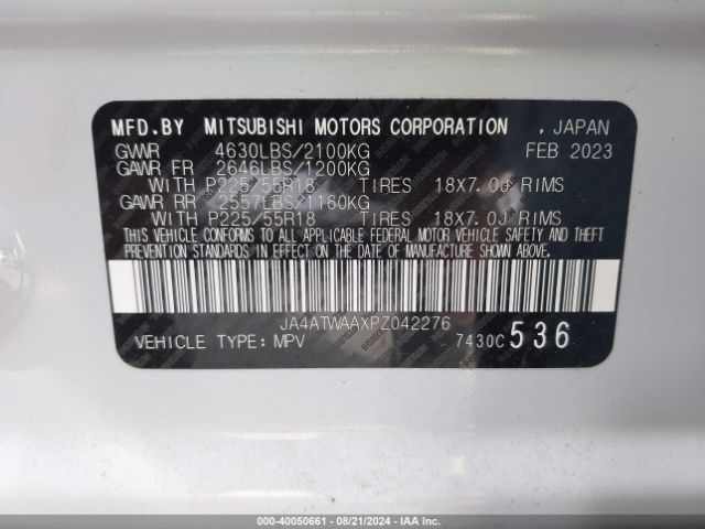 JA4ATWAAXPZ042276 Mitsubishi Eclipse Cross Se S-awc