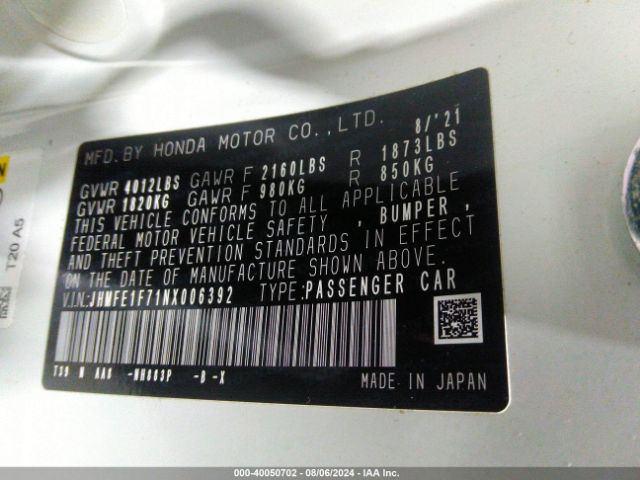 JHMFE1F71NX006392 Honda CIVIC EX