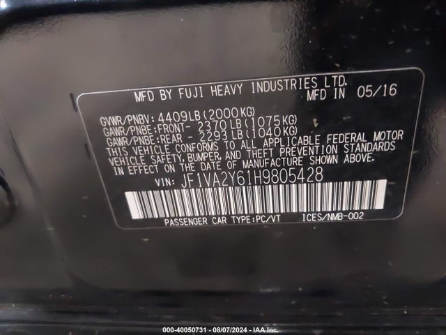 JF1VA2Y61H9805428 Subaru Wrx Sti Limited