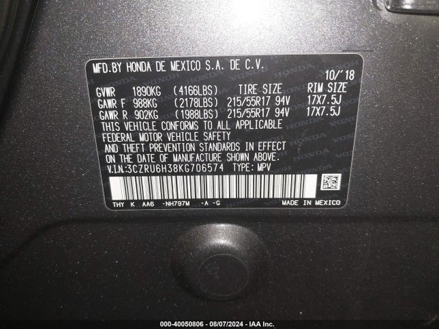 Honda HR-V LX 2019 3CZRU6H38KG706574 Image 9