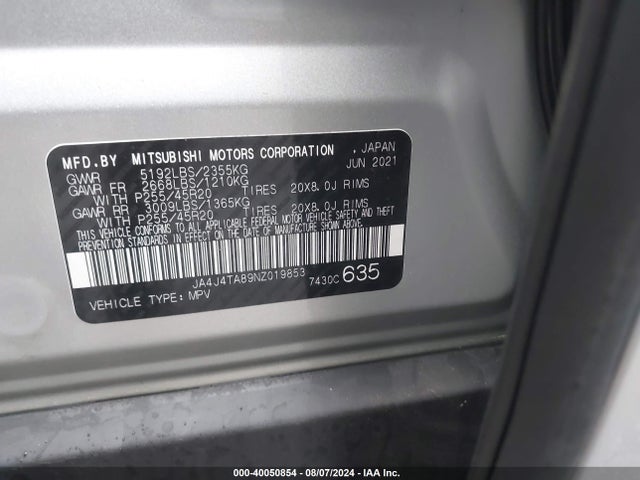 2022 MITSUBISHI OUTLANDER JA4J4TA89NZ019853 Photo 8