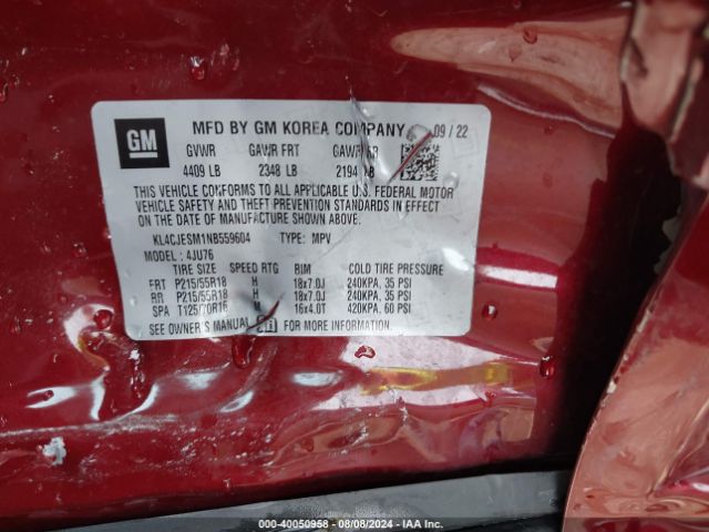 KL4CJESM1NB559604 Buick Encore Awd Preferred