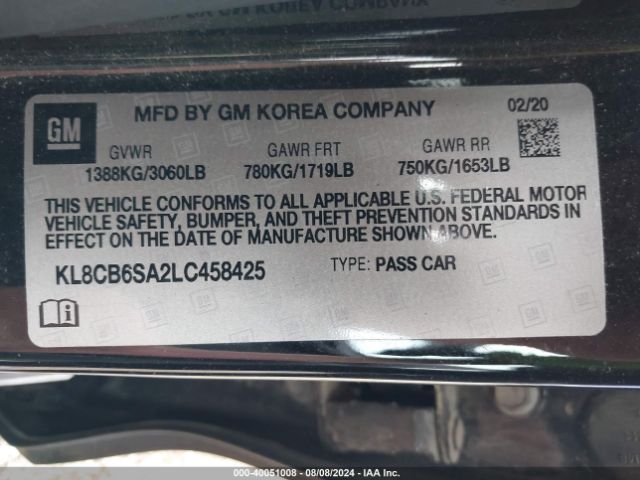 KL8CB6SA2LC458425 Chevrolet Spark Fwd Ls Automatic