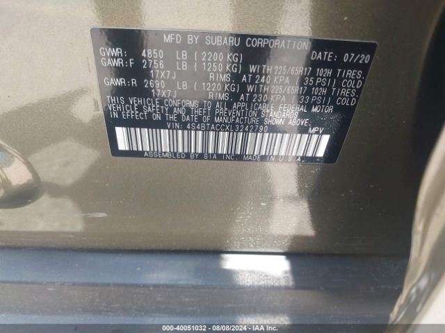 4S4BTACCXL3242790 Subaru Outback Premium