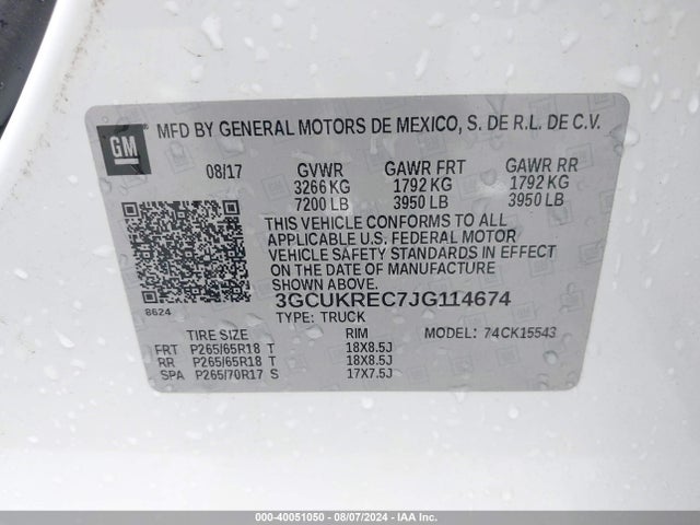 Chevrolet Silverado 1500 1lt 2018 3GCUKREC7JG114674 Image 9