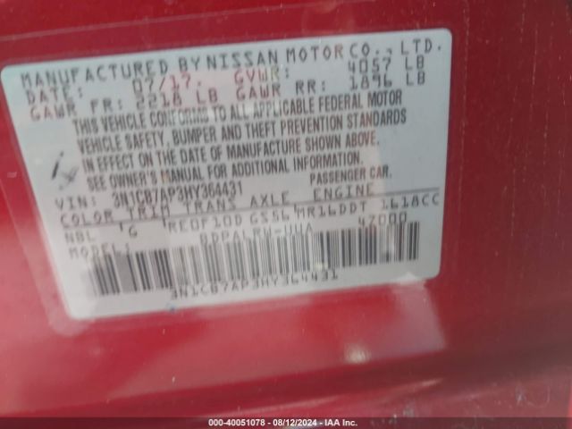 3N1CB7AP3HY364431 Nissan Sentra Sr Turbo