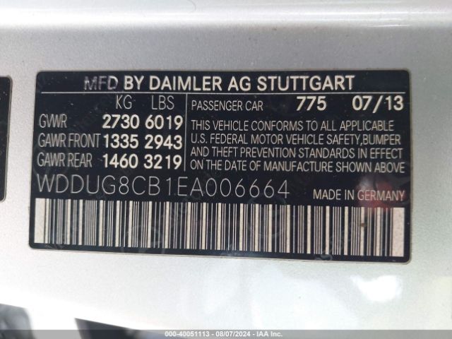 WDDUG8CB1EA006664 Mercedes-Benz S 550