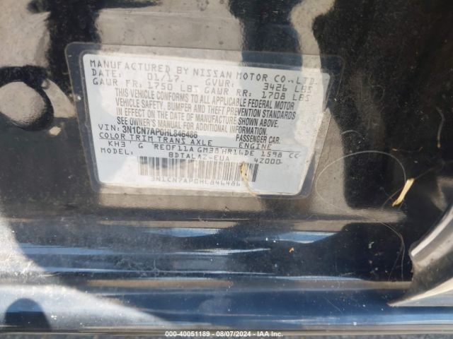 3N1CN7AP0HL846486 Nissan Versa 1.6 S+