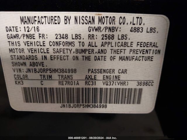 JN1BJ0RP5HM384998 Infiniti QX50