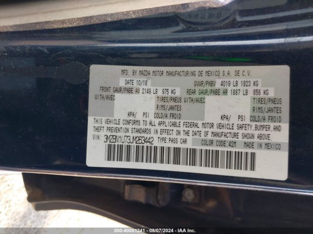 3MZBN1U73JM263442 Mazda Mazda3 Sport