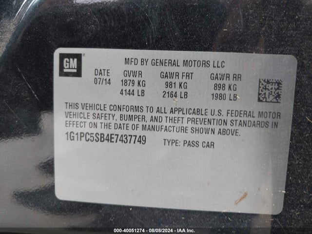Chevrolet Cruze 1lt Auto 2014 1G1PC5SB4E7437749 Image 9