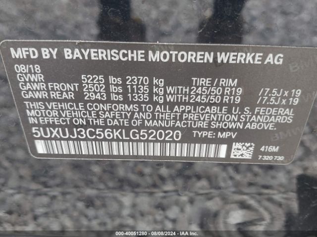 5UXUJ3C56KLG52020 BMW X4 Xdrive30i