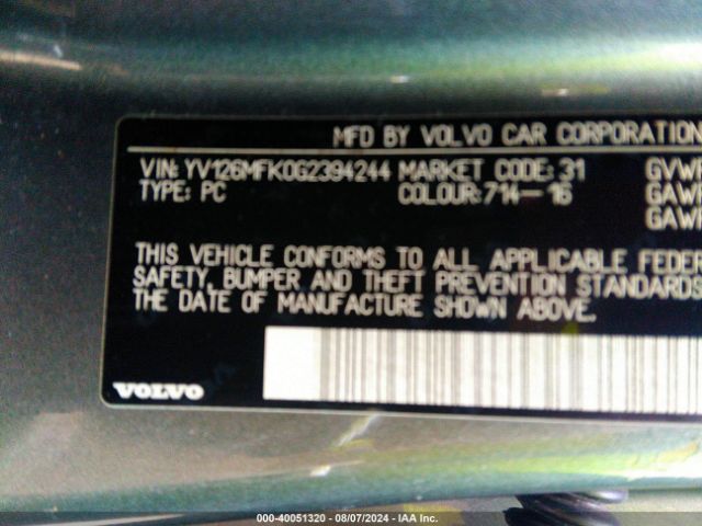 YV126MFK0G2394244 Volvo S60 T5 Drive-e Premier