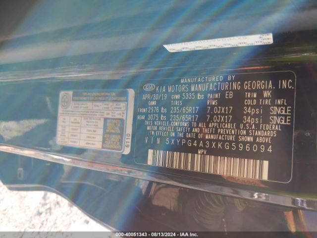 5XYPG4A3XKG596094 KIA Sorento 2.4l L