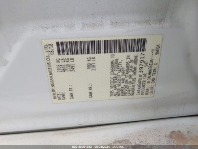 1N4AA6APXJC397917 Nissan Maxima 3.5 Platinum