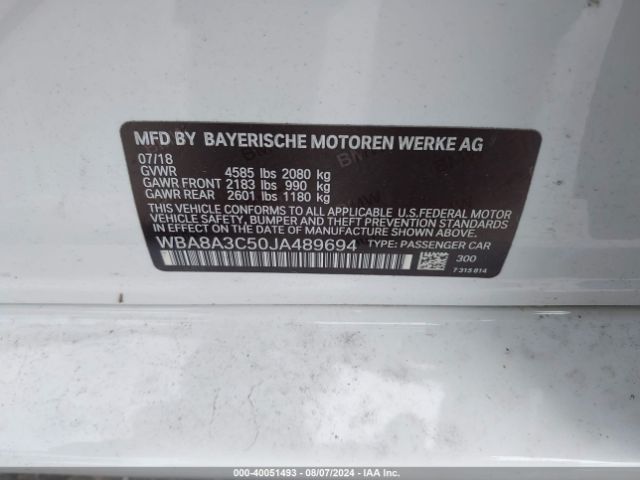 WBA8A3C50JA489694 BMW 320i Xdrive