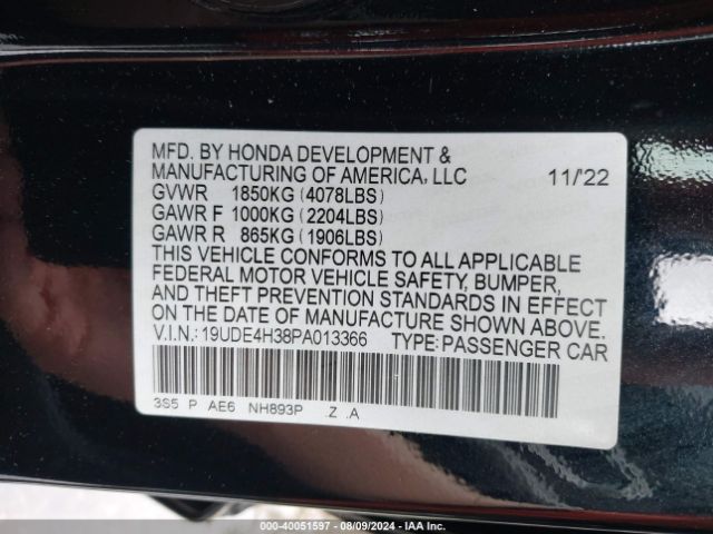19UDE4H38PA013366 Acura Integra A-spec