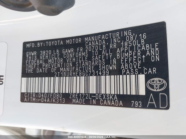 Toyota Corolla S Plus 2016 2T1BURHE8GC731499 Image 9