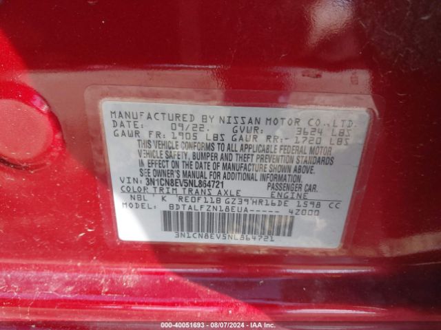3N1CN8EV5NL864721 Nissan Versa 1.6 Sv Xtronic Cvt