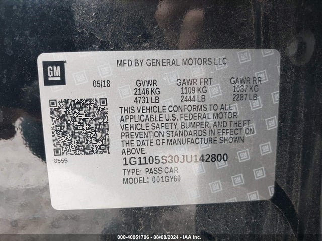 Chevrolet IMPALA 1LT 2018 1G1105S30JU142800 Image 9