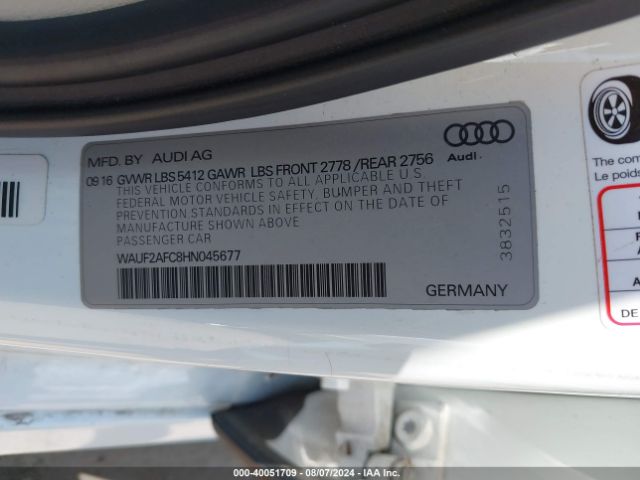 WAUF2AFC8HN045677 Audi A6 Premium Plus