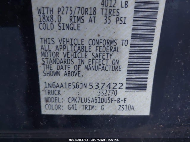 Nissan Titan Pro-4x 2018 1N6AA1E56JN537422 Image 9