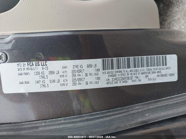 Dodge Grand Caravan Sxt 2019 2C4RDGCG5KR726197 Image 9