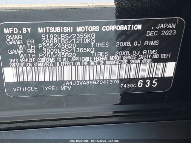 JA4J3VA86RZ041376 Mitsubishi Outlander Se 2.5 2wd/se Black Edition S-awc/se Black Edition W/pano Roof