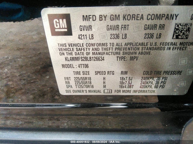 KL4MMFS28LB126634 Buick Encore Gx Fwd Essence