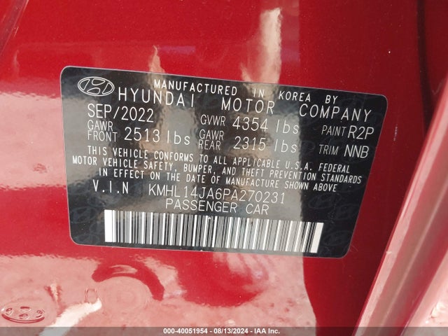 Hyundai SONATA SEL 2023 KMHL14JA6PA270231 Image 9