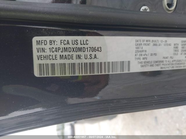 1C4PJMDX0MD170643 Jeep Cherokee Limited 4x4