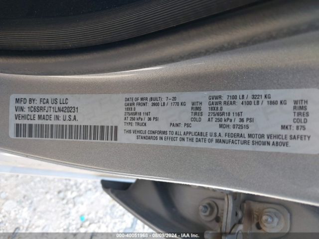 1C6SRFJT1LN420231 RAM 1500 Laramie