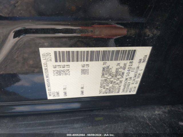 1N4AA6EV2MC504018 Nissan Maxima Sr Xtronic Cvt