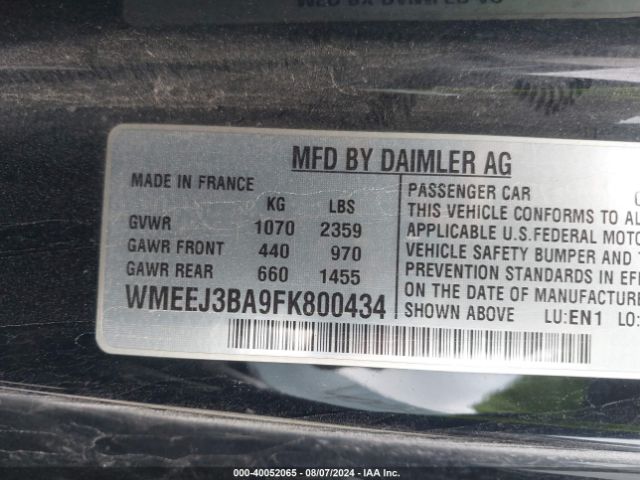 WMEEJ3BA9FK800434 Smart Fortwo Passion/pure
