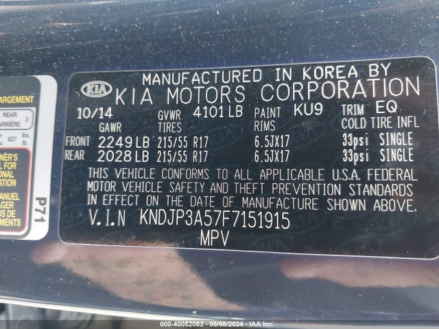 KIA SOUL + 2015 KNDJP3A57F7151915 Image 9