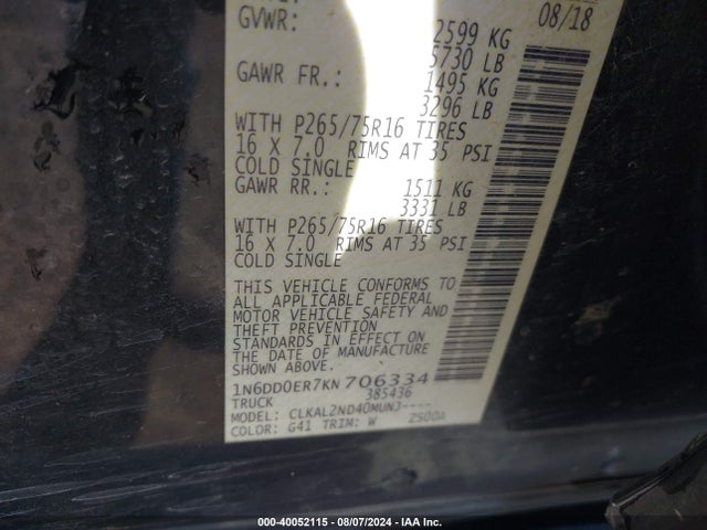 Nissan Frontier Desert Runner 2019 1N6DD0ER7KN706334 Image 9