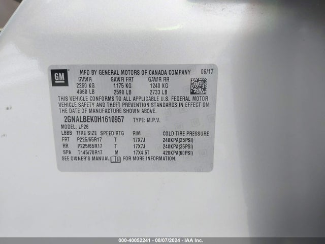 Chevrolet EQUINOX LS 2017 2GNALBEK0H1610957 Image 9