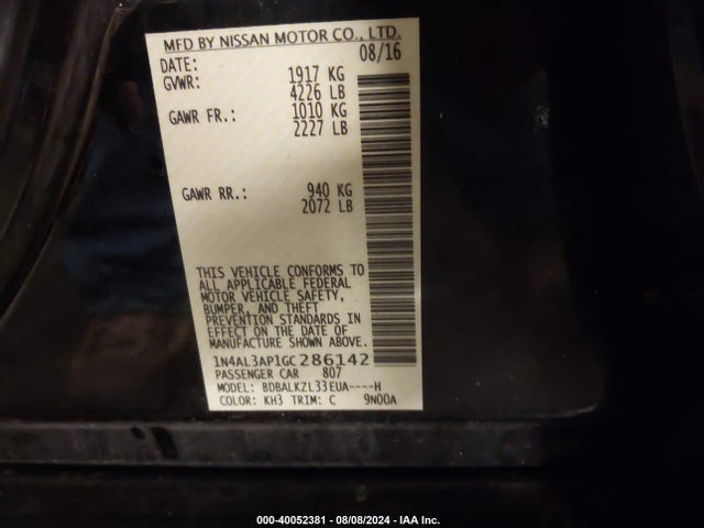 Nissan Altima 2.5 Sv 2016 1N4AL3AP1GC286142 Image 9