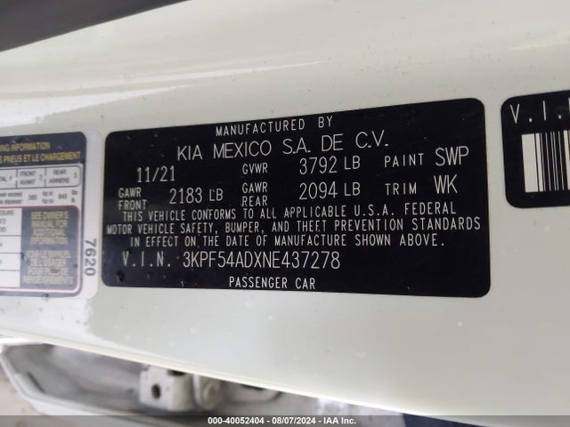 KIA Forte Gt-line 2022 3KPF54ADXNE437278 Image 9