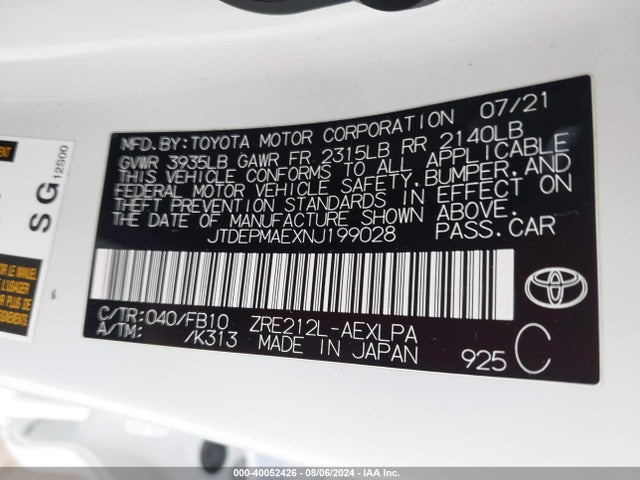Toyota COROLLA LE 2022 JTDEPMAEXNJ199028 Image 9