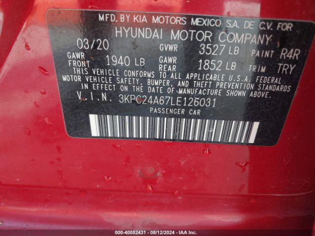 3KPC24A67LE126031 Hyundai ACCENT SE