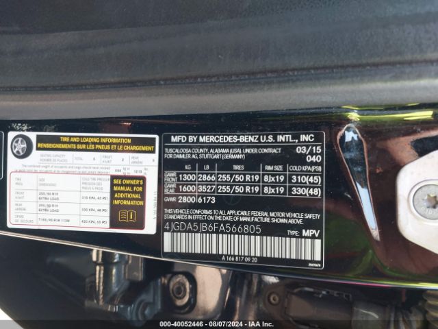 4JGDA5JB6FA566805 Mercedes-Benz ML 350