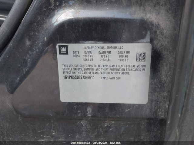 1G1PK5SB8E7392611 Chevrolet CRUZE LT