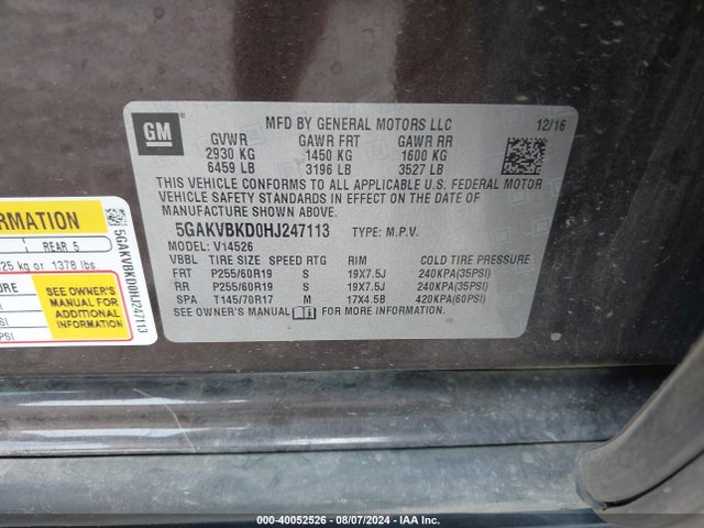 Buick Enclave Leather 2017 5GAKVBKD0HJ247113 Image 9