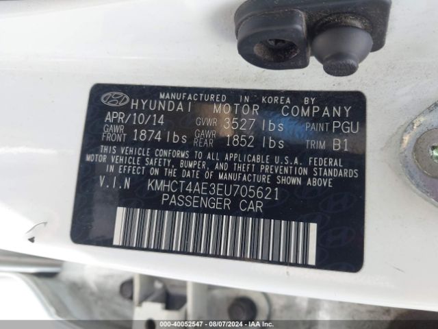 KMHCT4AE3EU705621 Hyundai ACCENT GLS